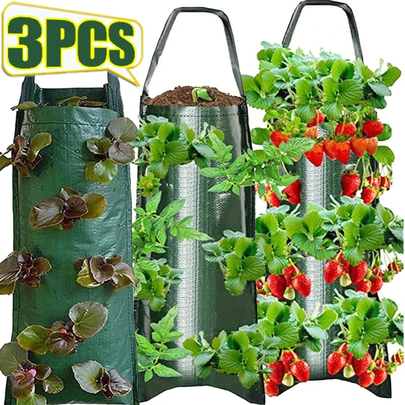 3/1pc Appeso Borsa per Piantare Fragole Frutta Verdura Traspirante Grow Bag Pieghevole di Stoccaggio Coperta Esterna Cortile Giardino Complementi Arredo Casa