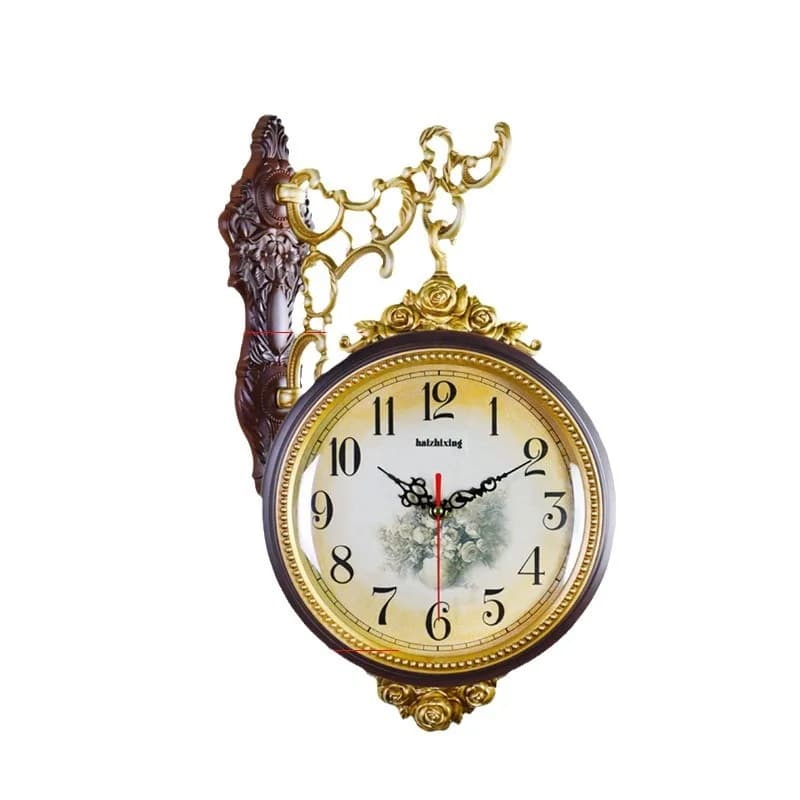 European-style antique double-sided living room wall clock, large silent, fashionable, pastoral, minimalist, creative