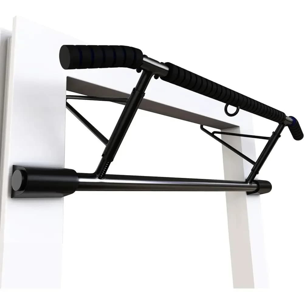 Adjustable Doorway Pull-Up Bar with Padded Grips, 70-92cm Width, 12-21cm Depth, No Drilling Required for Home Gym Use