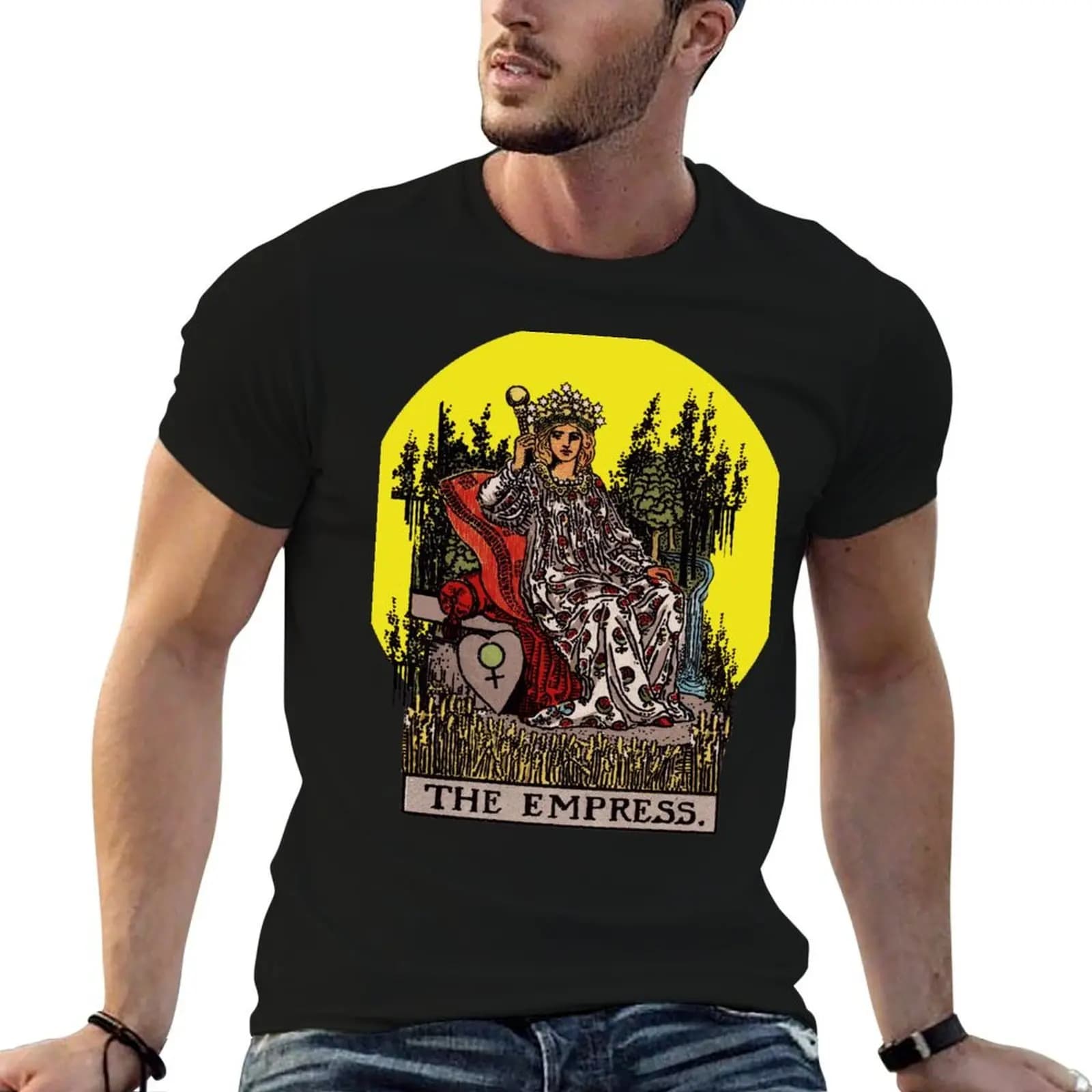 Tarot Card: T-shirt The Empress, t-shirt con stampe, t-shirt con stampa personalizzata, t-shirt da uomo slim fit