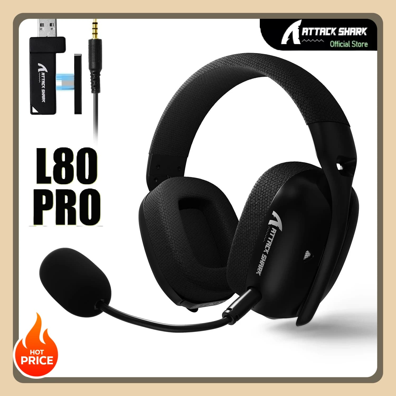 Attack Shark L80PRO Ultralight Wireless Gaming Headset Bendable Dual Mic System 2.4Ghz/BT/3.5mm Wired Low Latency PC/Mac/PS/XBOX