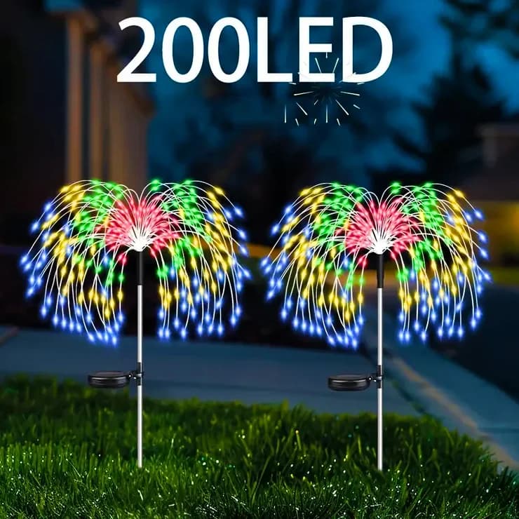 Luci solari da giardino Luci solari impermeabili per fuochi d'artificio esterne decorative per aiuole Decorazioni natalizie di Halloween