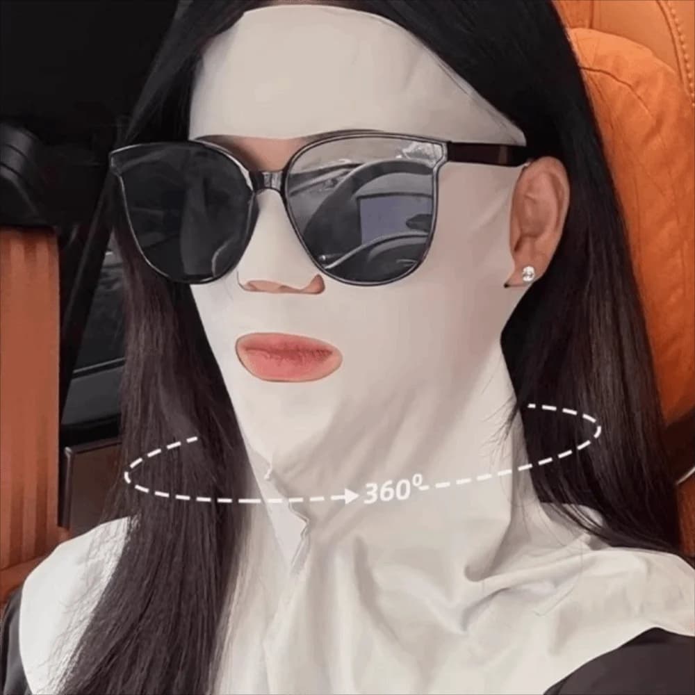 Fashionable Solar Silk Mask, Full Face Protection, Solid Color, Breathable Polyester, Men's Cover