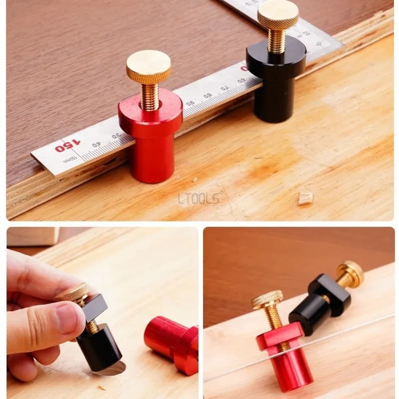 19/20mm Aluminum Bench Dog Workbench Limit Stop Triangle Ruler Auxiliary Clamp Tenon Stop Block Woodwork Desktop Fixing Limiter