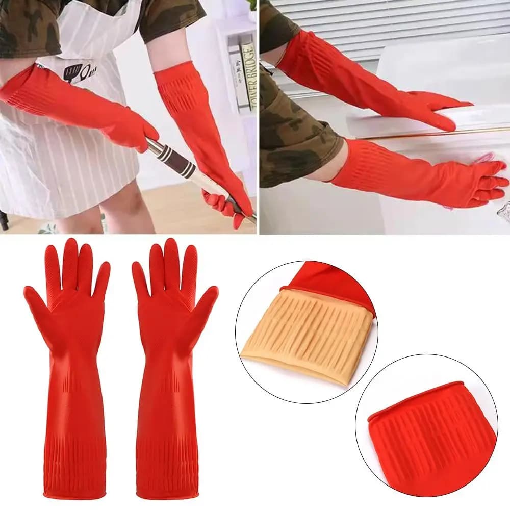 1 paio di guanti in gomma impermeabili per impieghi gravosi spessi guanti protettivi Extra lunghi resistenti agli agenti chimici resistenti all'olio acido
