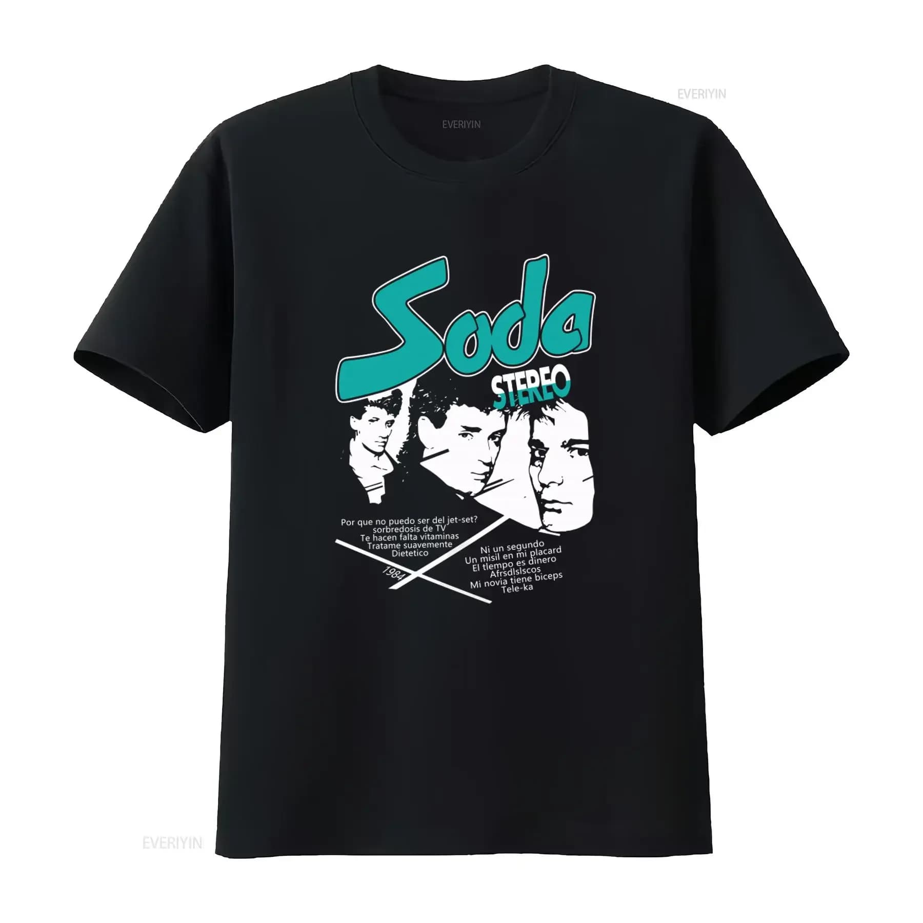 Vintage 80's Soda Stereo style t-shirt 1984, merchandising Remera for lovers, vintage effect washing, breathable, stylish design clothing