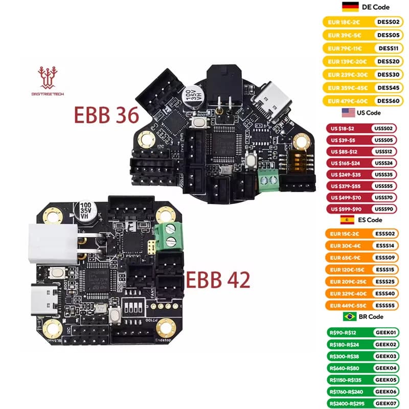 BTT EBB36 EBB42 CAN Adapter Board Support Canbus and Usb PT100 Driver TMC2209 integrated for 3D printer Raspberry Pi Blv Ender 3