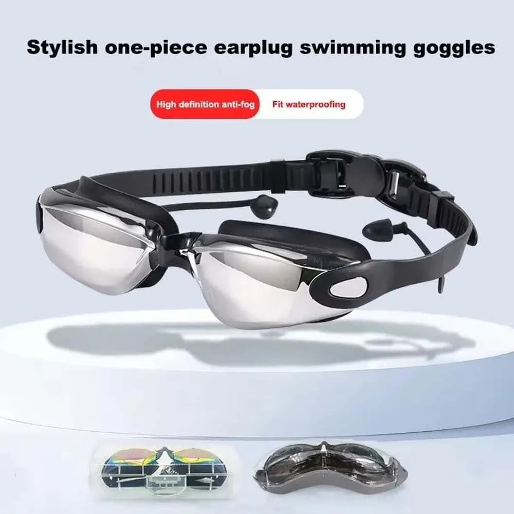 Waterproof Myopia Swim Goggles Dazzling Colors Electroplating Swim Glasses with Earplugs PC 3D Fit Anti-fog Swimming Eyewear Men