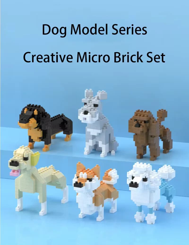 Set di mini giocattoli creativi con blocchi di costruzione a tema animali, cani, gatti, uccelli e altre forme, confezione regalo di compleanno per bambini e ornamenti