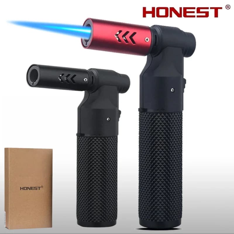 HONEST Metallo Fiamma ad alta temperatura Accendino gonfiabile Antivento Jet Fiamma Sigaro Barbecue Gioielli Saldatura Accendino esterno