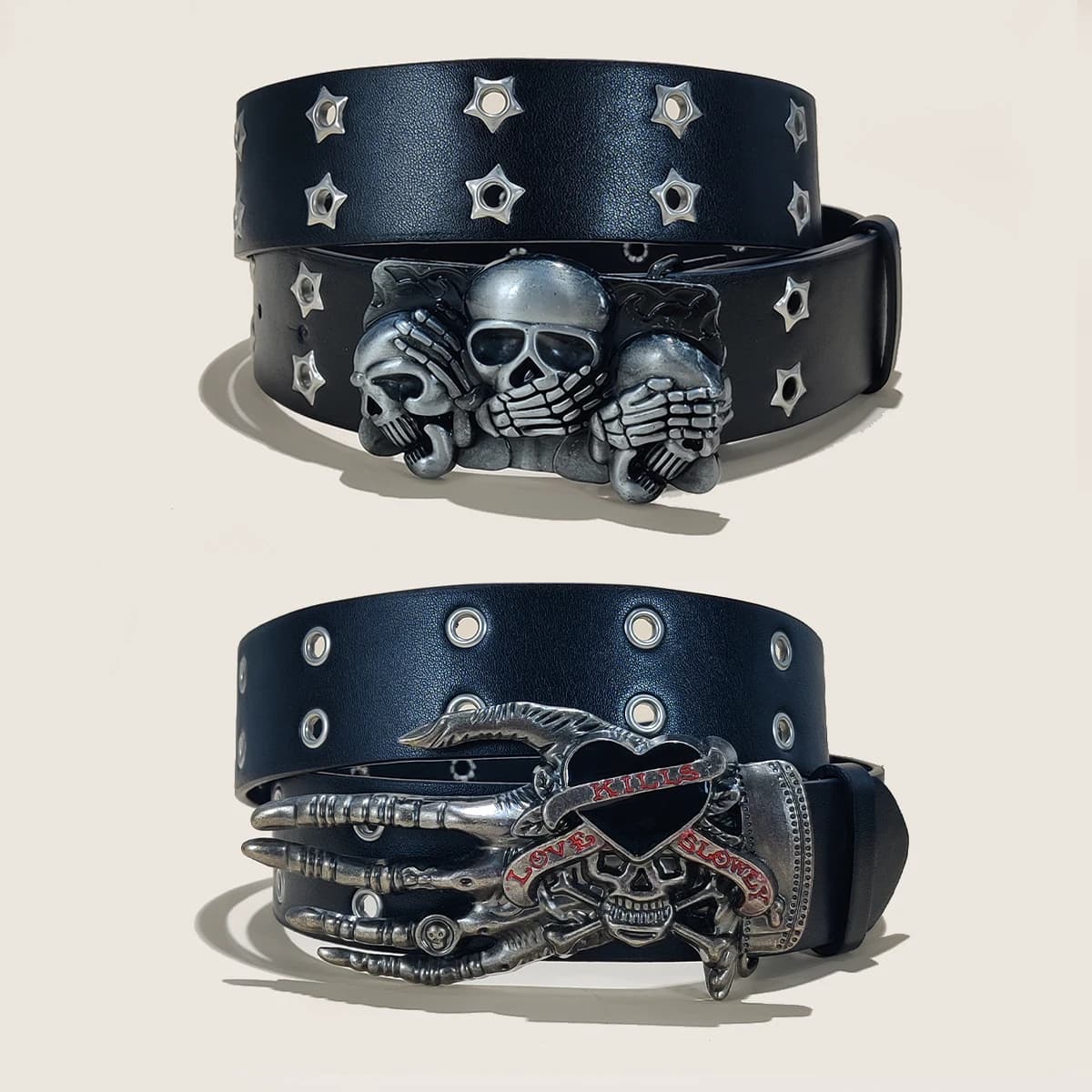 Cintura da uomo Cintura jeans con fibbia teschio punk Cintura vintage gotica da uomo o da donna in pelle PU da strada Designer Y2K Cintura regalo per le donne