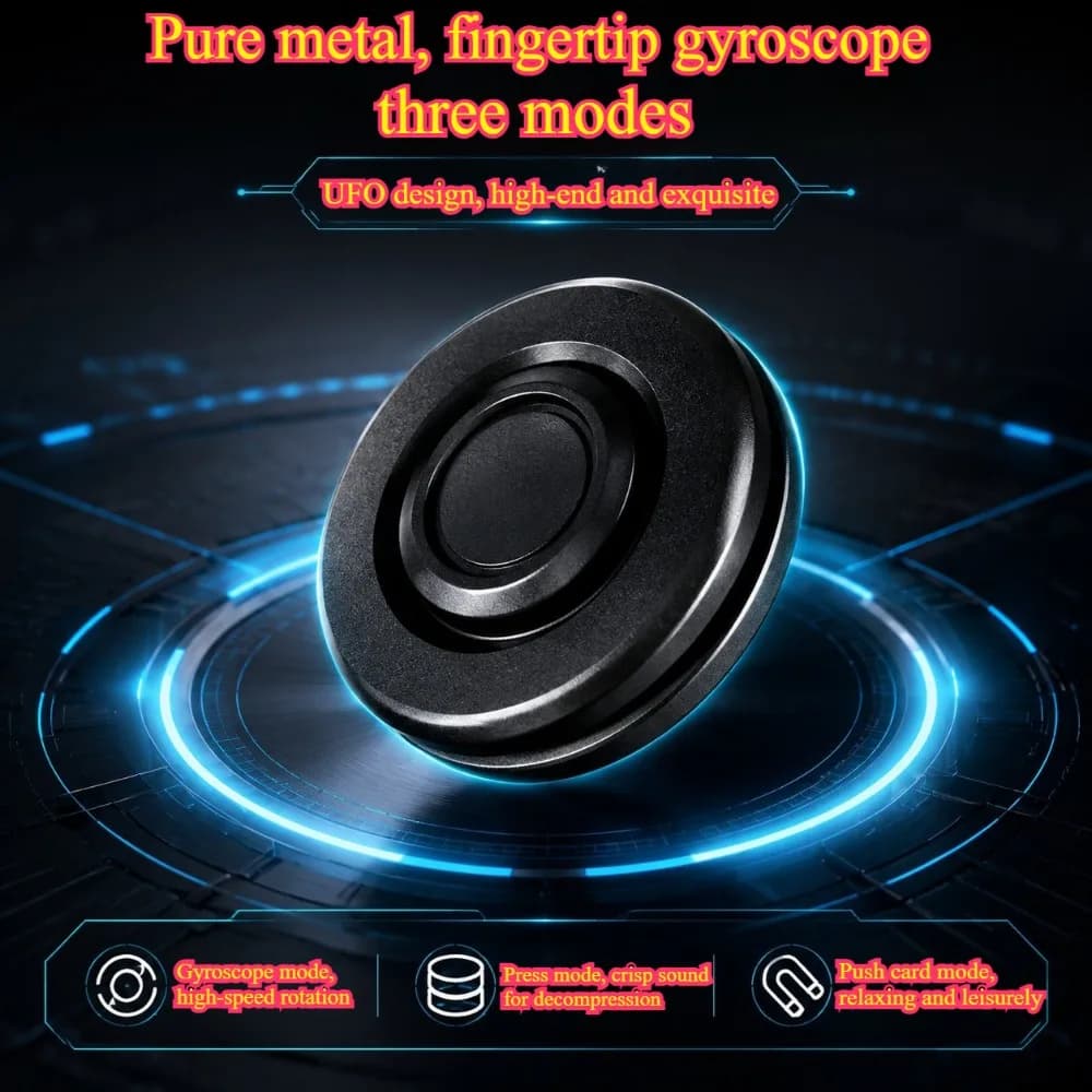 3 Mode UFO Design Full Metal Alloy Fidget Spinner, Smooth Long Spin Stress Relief Portable Premium Comfortable EDC Toy Wide Use