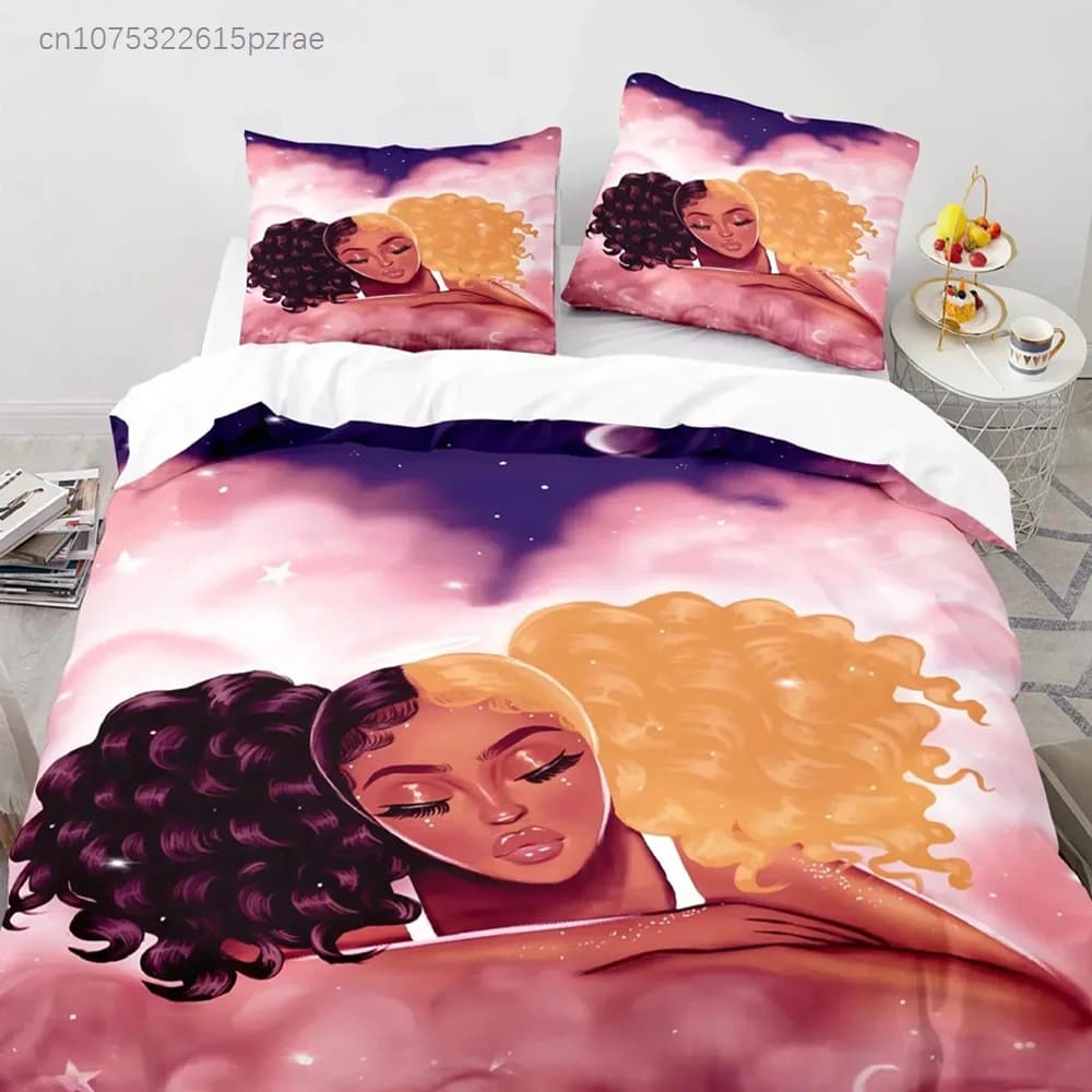 Cartoon Girly Watercolor Fashion Girl Modern Women Bedding Set Bedroom Soft Bedspreads Comefortable Duvet Cover Pillowcase
