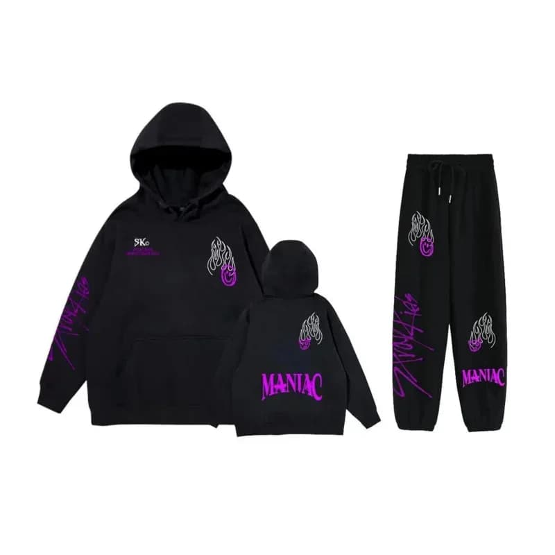 KPOP Stray Kids Maniac Women's Sportswear V78MTO85 Set Casual Suit Set Two Pieces Hoodie and Sports Trousers Women's Suit