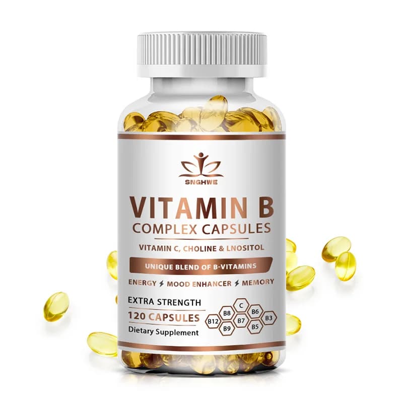 B-Complex Vitamin Supplements (B1 B2 B3 B5 B6 B12 Folic Acid&Biotin) Relieve Stress Improve Immunity System Strong Bones &Teeth