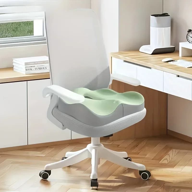Cuscino per seduta in memory foam da 1 pezzo - Supporto ergonomico 3D | Accessori Essenziali per Auto e Ufficio in Poliestere Lavabile Verde Chiaro, Grigio e Nero
