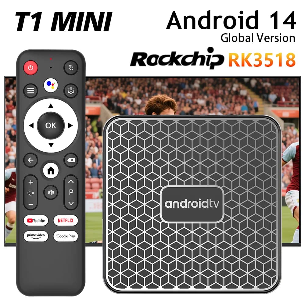 Mortal T1 MiNi Smart TV Box Android14 Rockchip RK3518 2.4G&5.8G Dual Wifi Wifi6 4K HD Androidtv Media Player 2G16G