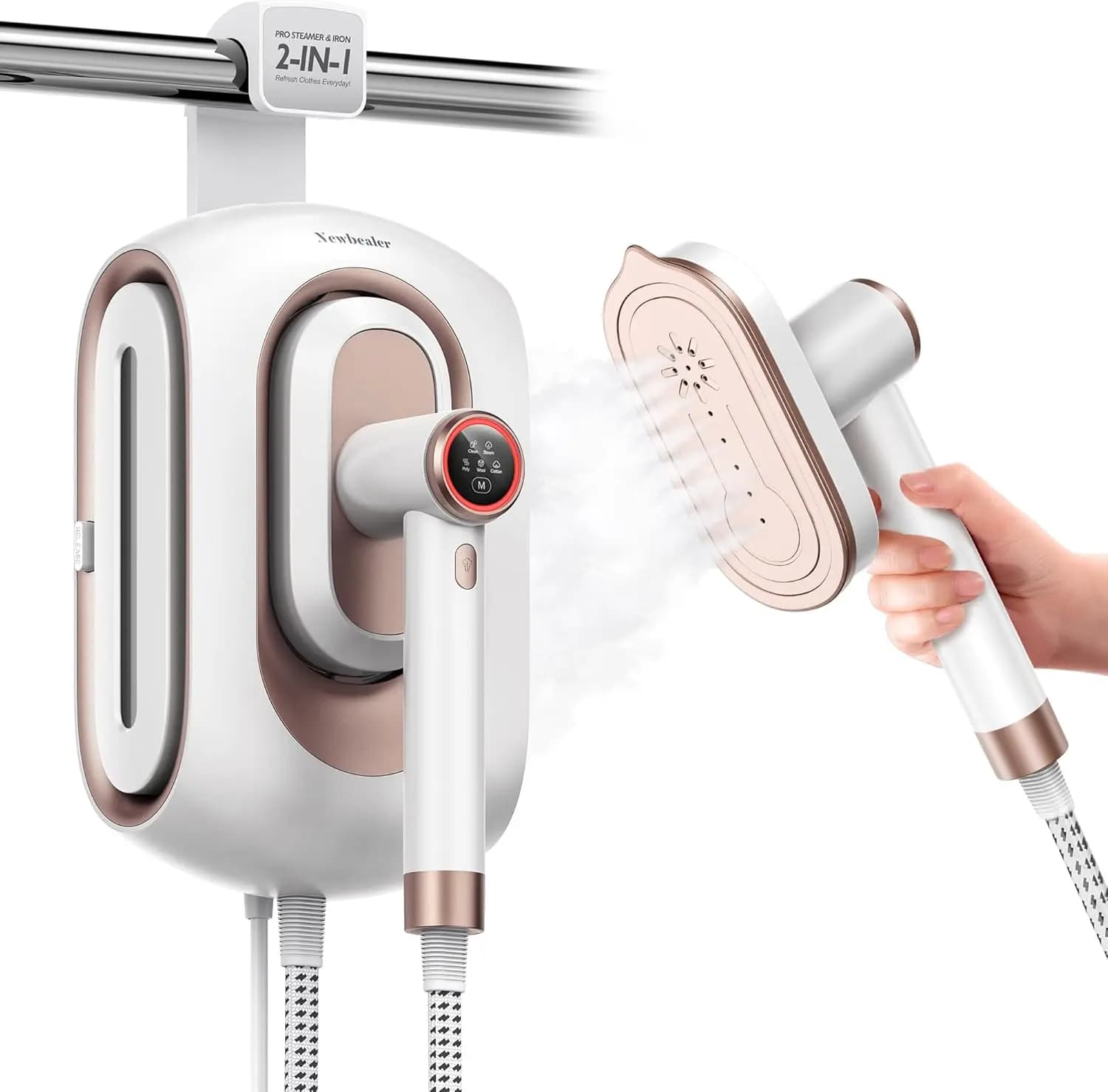 Nuovo generatore di vapore 2 in 1 Ferro da stiro portatile a vapore per vestiti con ferro da stiro a vapore elettrico a temperatura regolabile