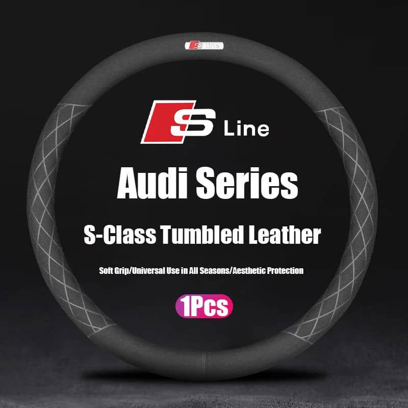 Coprivolante per Auto Traspirante e Antiscivolo in Pelle Scamosciata per Audi S-Line A3 A4 A6 Q3 Q5 A5 Q7 A1 A8 Q2 Q8 Q4 A4L A6
