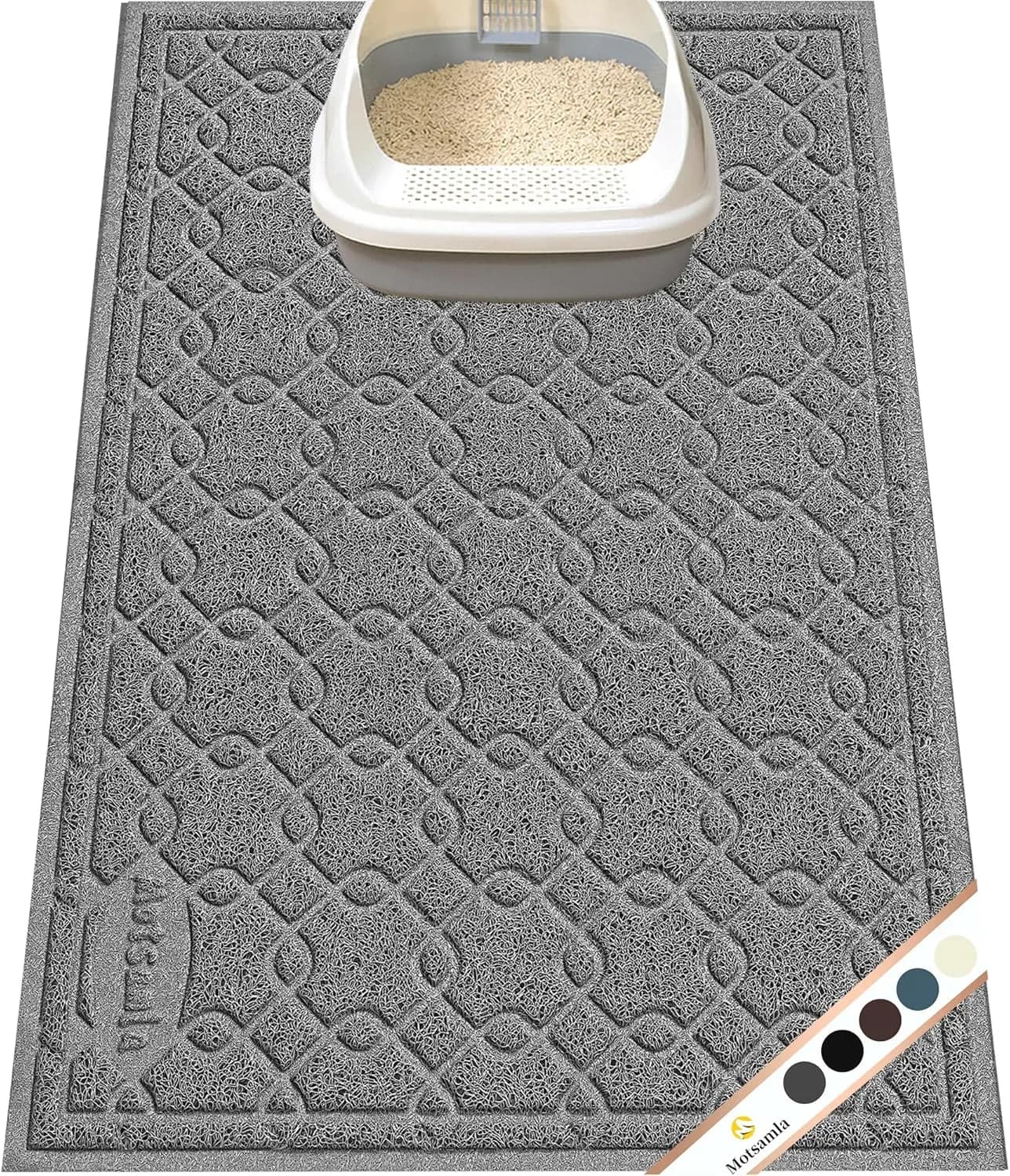 Tappetino per Lettiera Gatti Grande 35x24, Controllo Dispersione, Impermeabile, Facile da Pulire