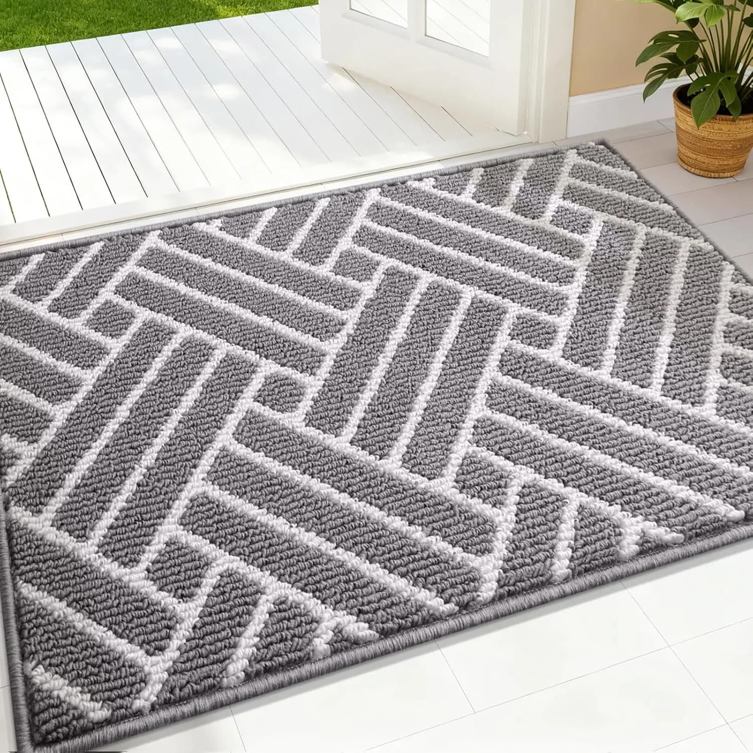 Indoor Door Mat 32x20 Inch, Dirt Resistant & Absorbent, Non-Slip Rubber Backing, Easy Clean Low-Profile Doormat for Entryway
