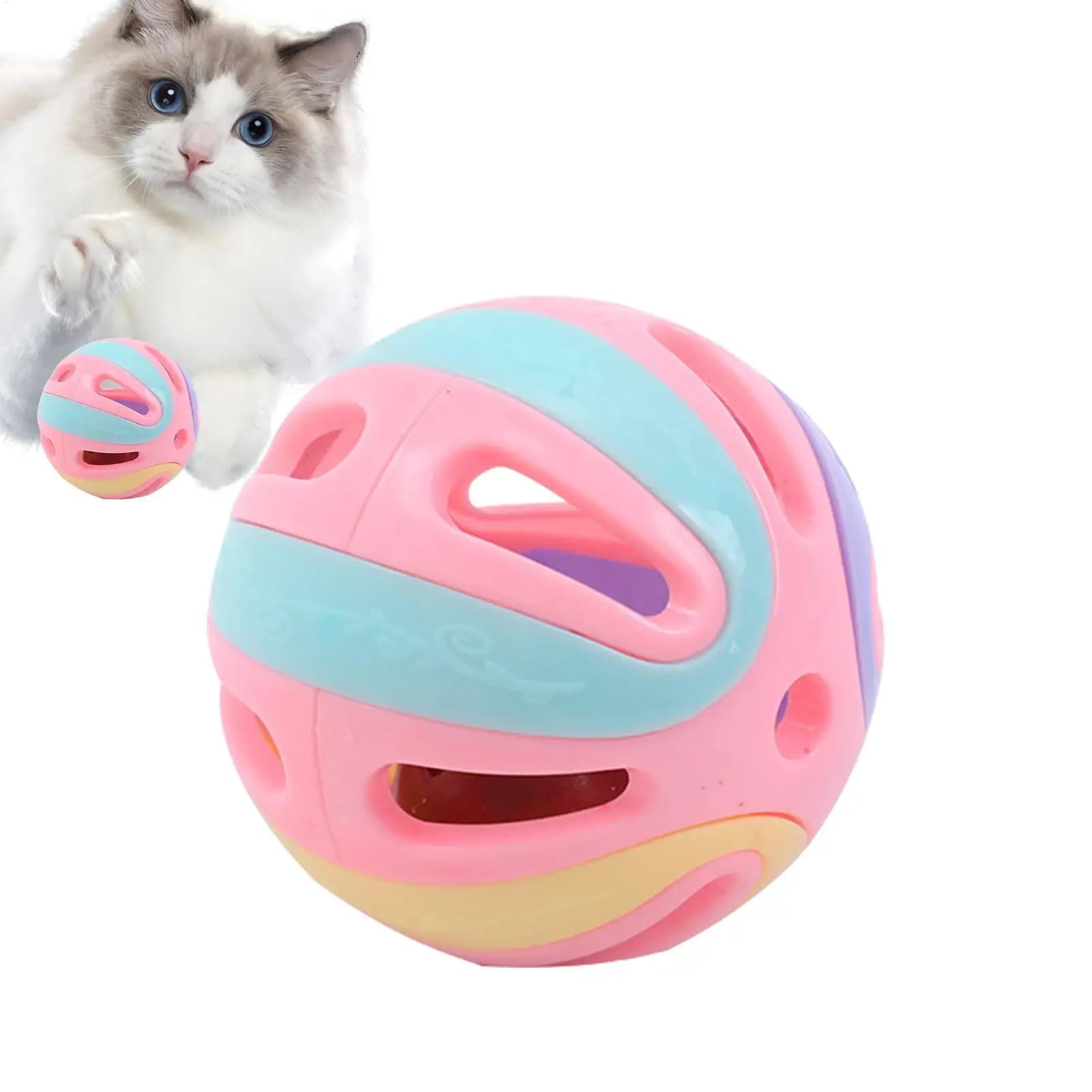 Giocattoli per Gatti con Campanello, Palline Colorate Interattive per Gattini, Giocattolo Sonoro in Plastica Divertente per Gatti, Gioco di Inseguimento per Gatti, Accessori per Animali Domestici