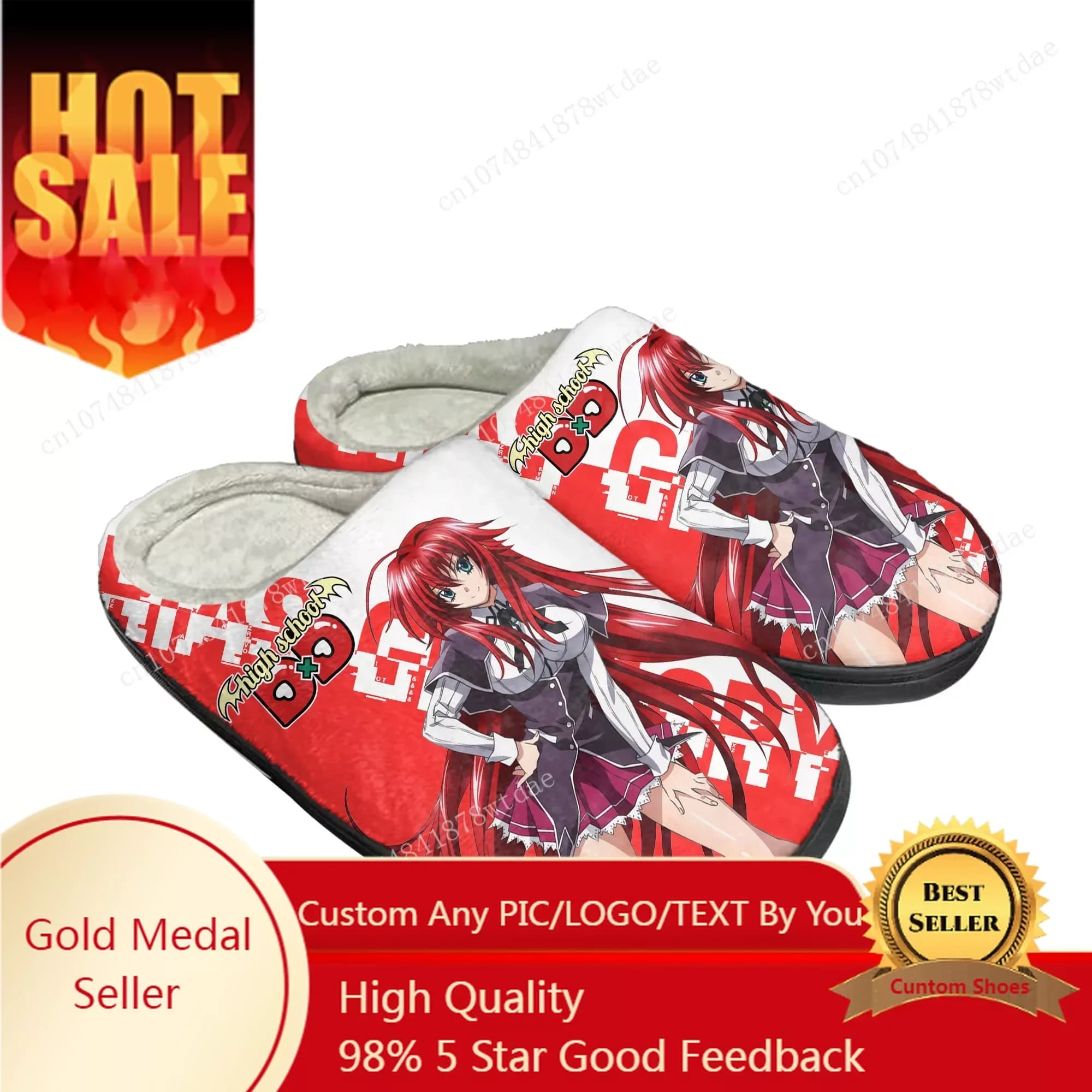 Anime High School DxD Home Cotton Slippers Aldult Rias Gremory Plush Bedroom Casual Keep Warm Shoe Custom Thermal Indoor Slipper