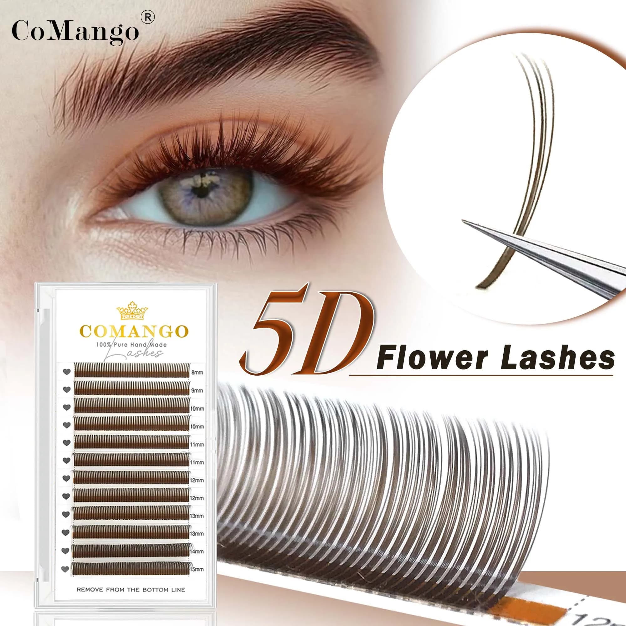 12rows 5D flora ciglia fata estensione marrone nero premade picchi volume tifosi fata flora visone ciglia finte fai da te trucco