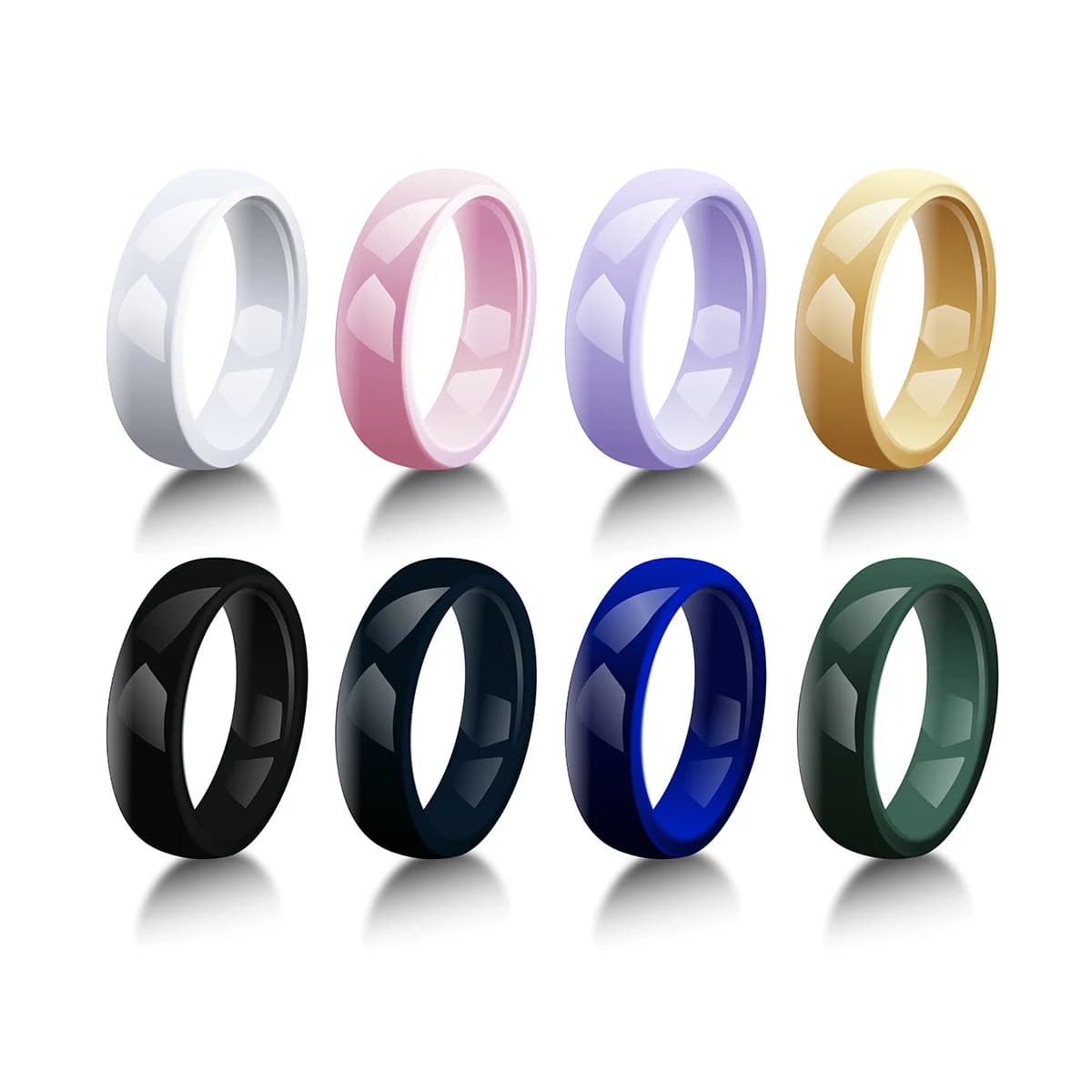 PINANNIE Anello in Ceramica 6mm Unisex, Fede Nuziale Liscia per Uomo e Donna, Anello Promessa Lucido Nero Bianco Verde Blu Viola