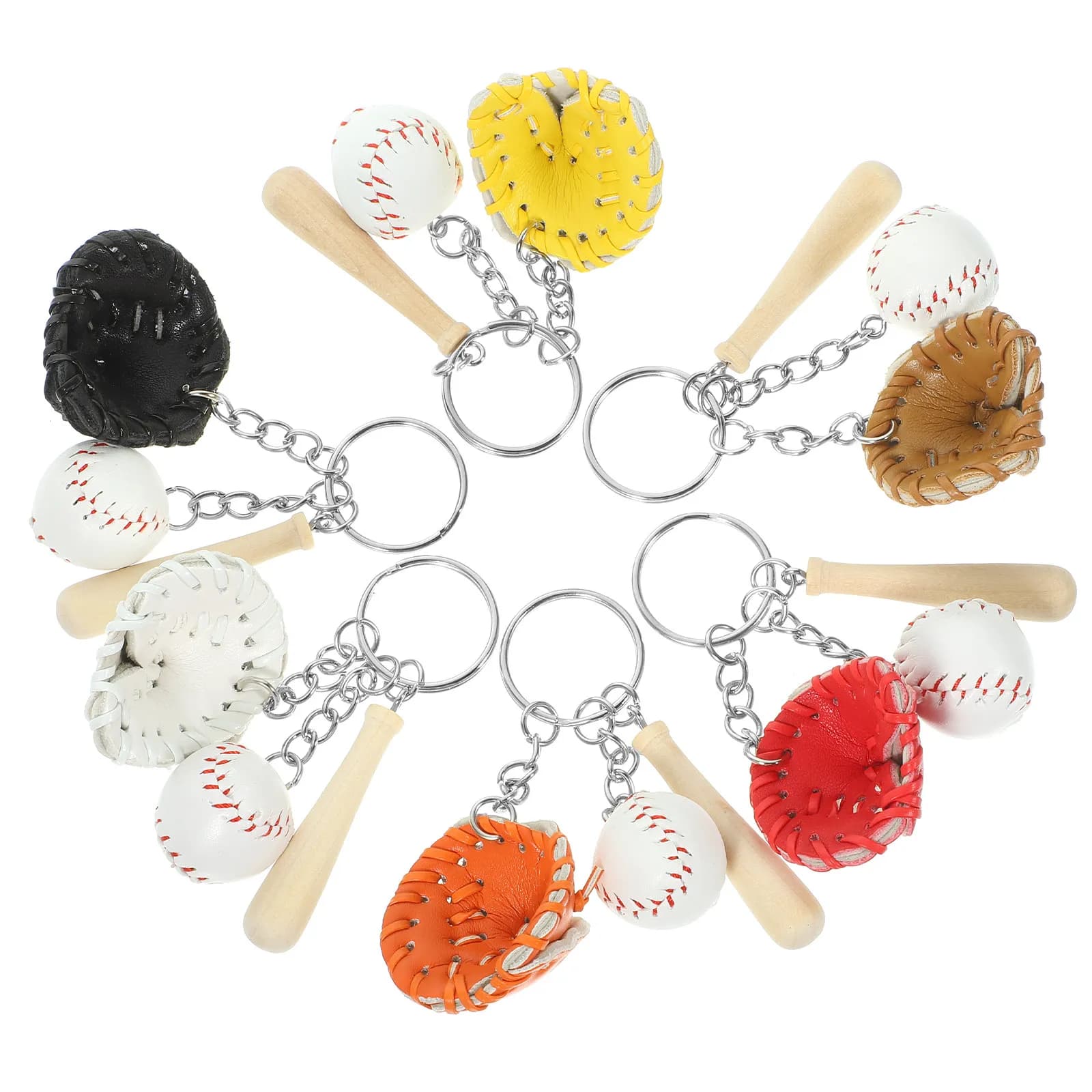 Set di 6 Portachiavi Dettagliati a Forma di Baseball, Anelli Portachiavi Sportivi per Zaini, Borse, Cinture, Regali per Feste, Accessori per Tutte le Età