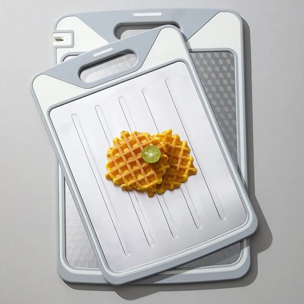 Double Sided Chopping Board Anti-Slip Multifunctional Cutting Board Stainless Steel with Sharpener Chopping Block