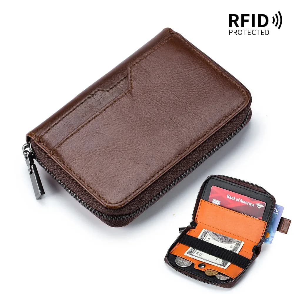 Portafoglio piccolo da uomo Porta carte di credito con blocco RFID in vera pelle Portamonete compatto Porta carte multiple Portafogli da donna