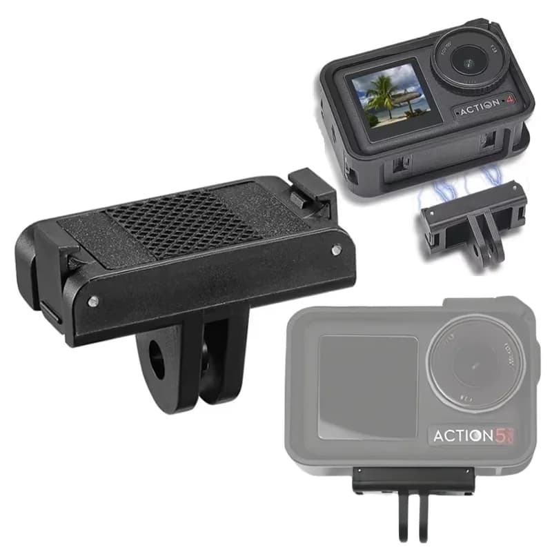 Adattatore Magnetico a Due Griffe con Filettatura da 1/4 per DJI OSMO Action 5 Pro, Porta Universale per Accessori Fotocamera DJI Action 4 e DJI Action 3