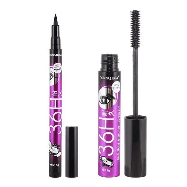 Set di Mascara e Eyeliner in Penna, Impermeabile, Nero, per Volume e Curvatura, Trucco Occhi per Uso Quotidiano e Professionale