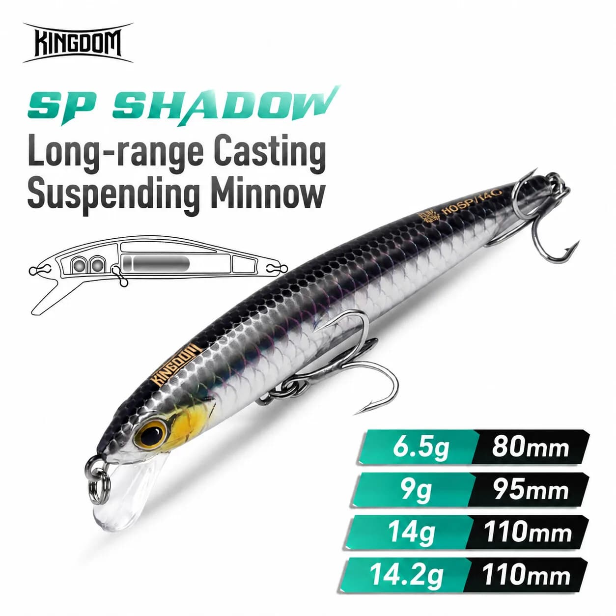 Kingdom Suspending Fishing Lure Minnow Bait 80mm 95mm 110mm Jerkbait Wobblers Swimbait Hard Artificial Lure For Pike Seabass