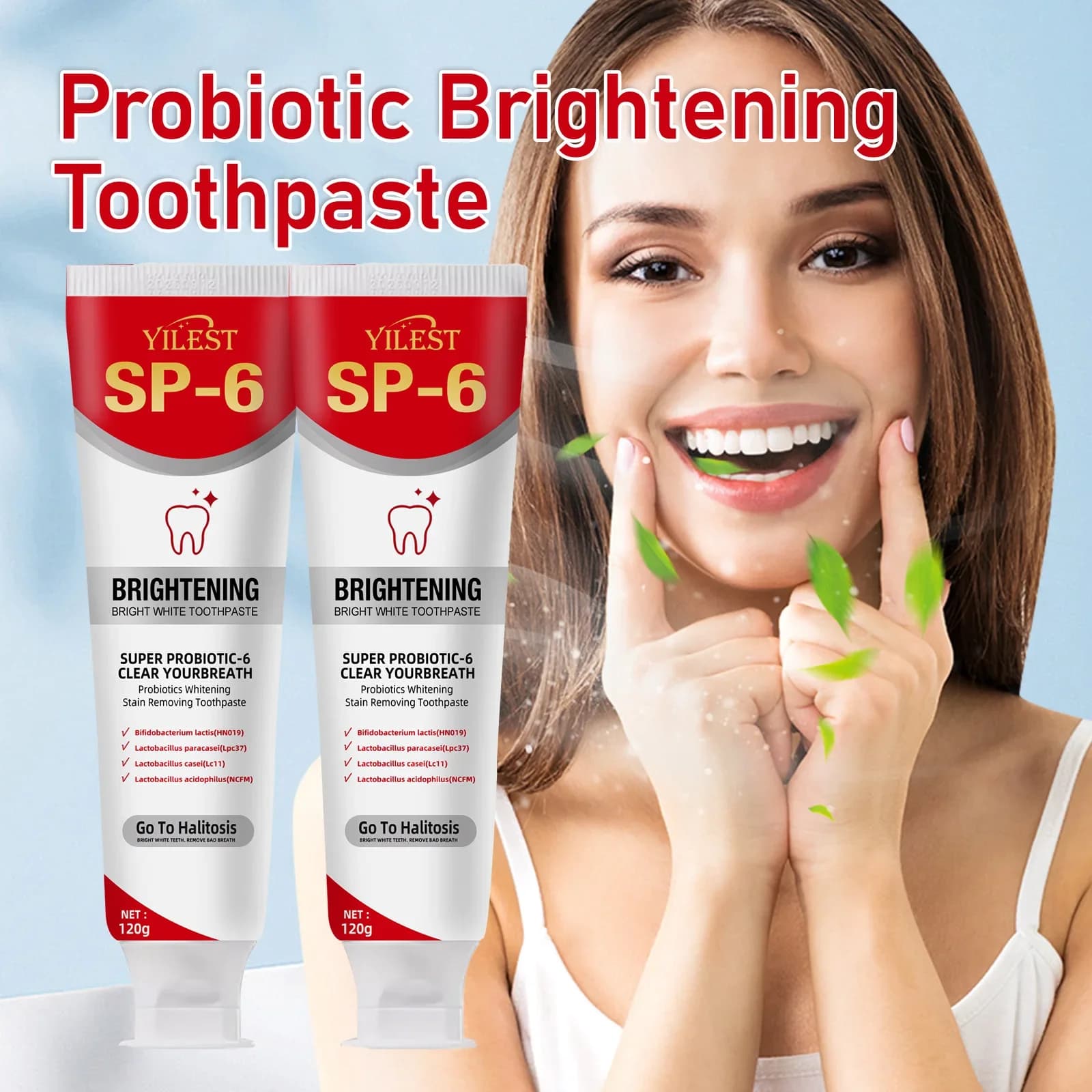 SP-6 Probiotic toothpaste Teeth whitening Cleaning Oral hygiene Remove plaque stains Dental bleach instruments Denti Gengive Fresh breath