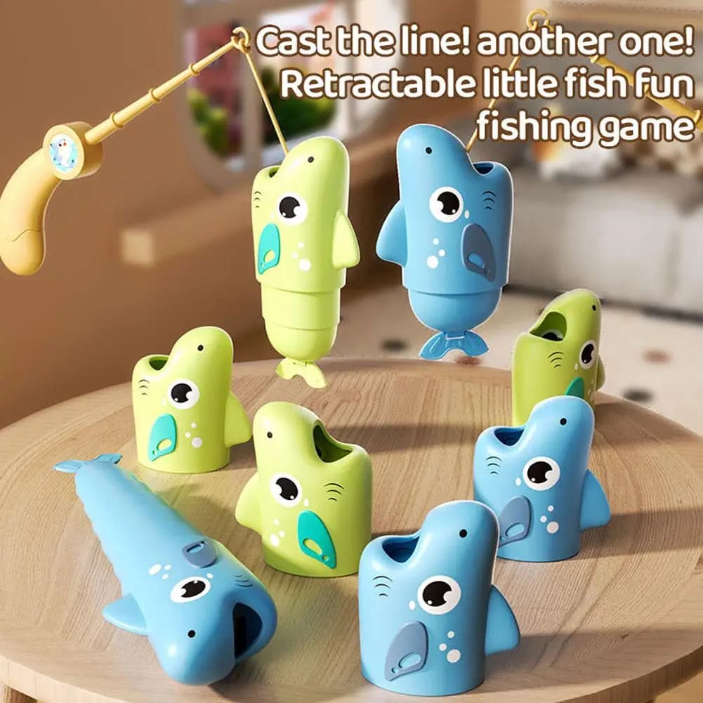 Gioco da tavolo creativo per la pesca genitore-figlio, set di ganci retrattili, giocattoli educativi interattivi a forma di pesce per bambini