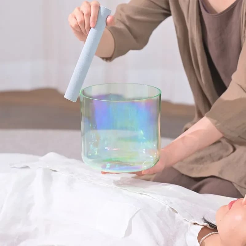 Rainbow Crystal Singing Bowl Transparent Sound Healing Instrument for Yoga Meditation Chakra Balance Home Decor Purification