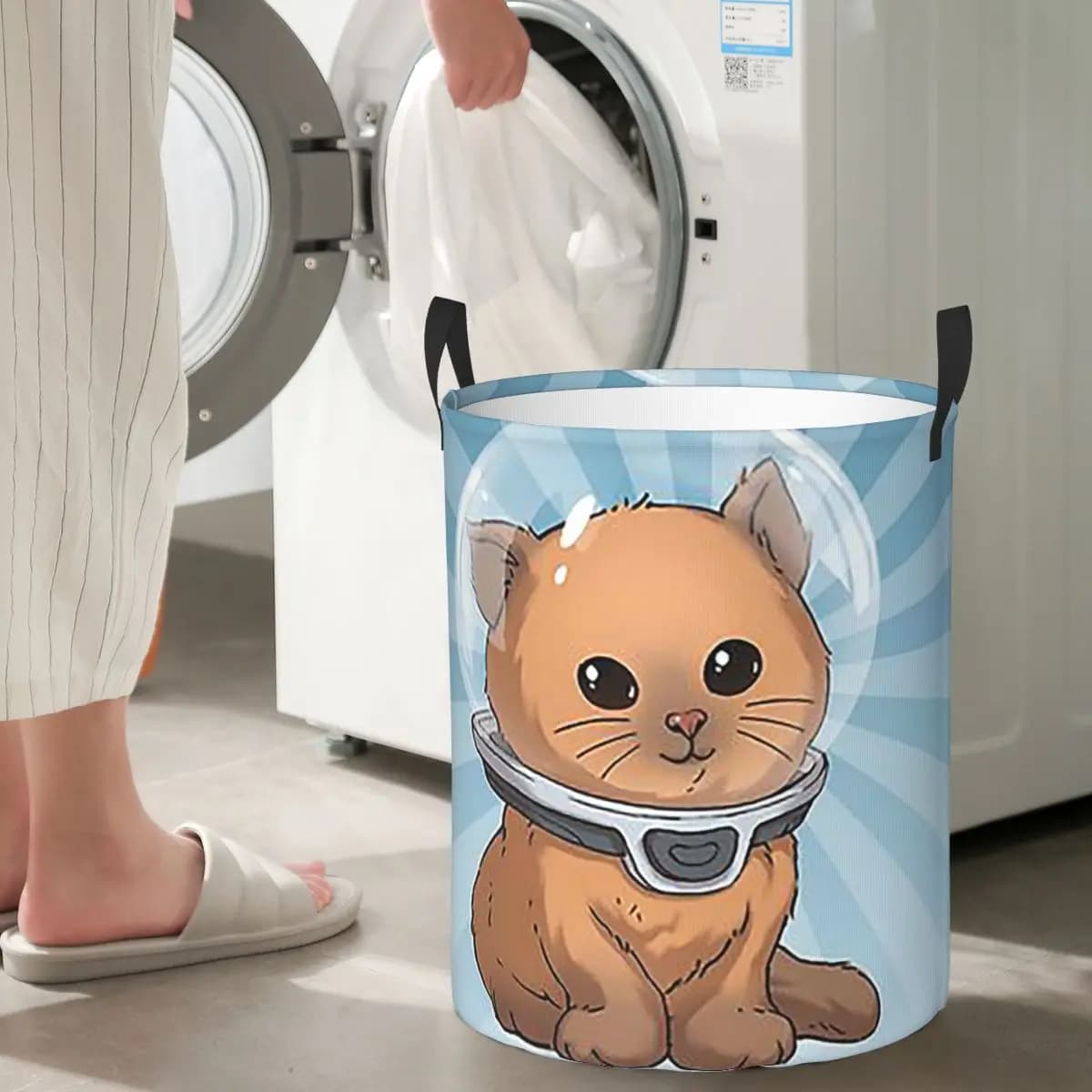 Keep Calm Kitty Cesti per la biancheria pieghevoli, cesto portaoggetti per vestiti sporchi e giocattoli, borsa organizer per la casa