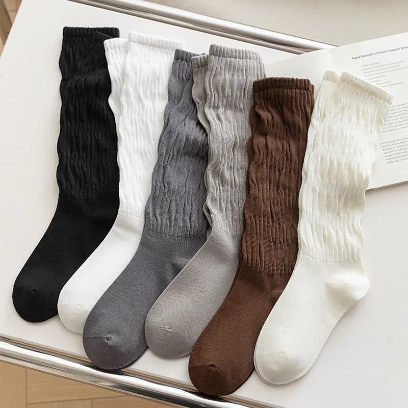 Kids Long Socks For Girls Spring Autumn Children's Calf Socks Retro Solid Knee High Baby Child Girl Polyester Socks 12-18Years