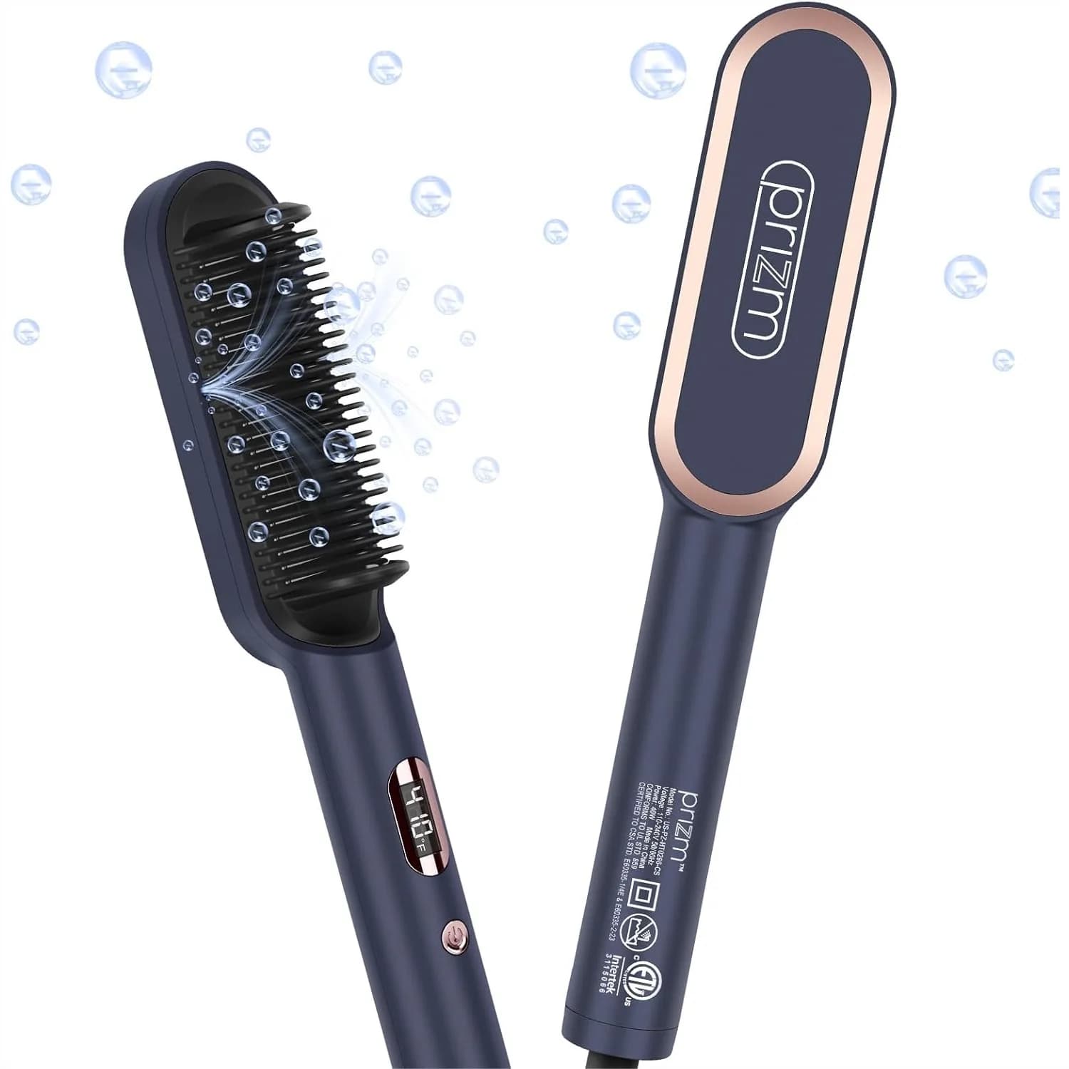 Spazzola Lisciante per Capelli, Riscaldamento Rapido in 20s, Ioni Negativi, Meno Crespo, 4 Impostazioni di Temperatura e Display LED, Anti-Scottatura, Doppia Tensione