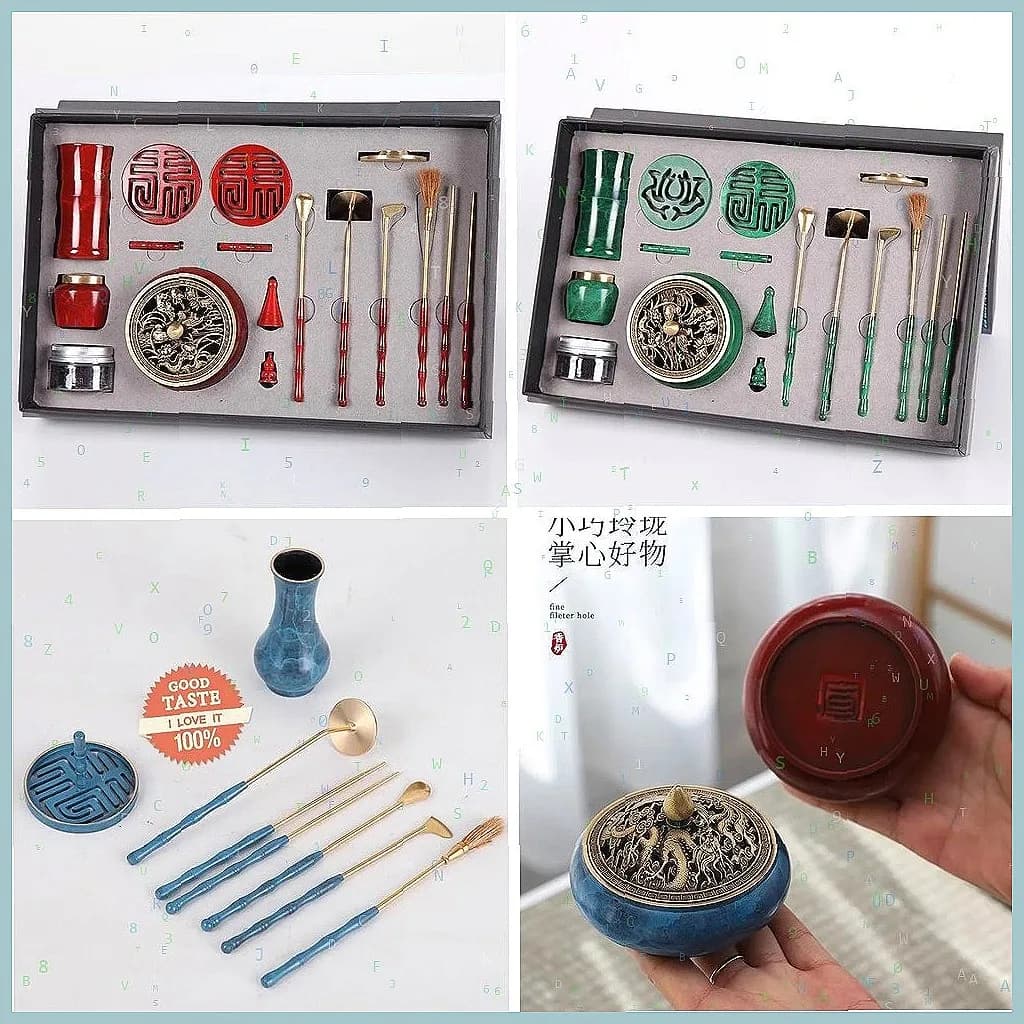 Pure Copper Aroma Seal Tool Set, Handcrafted Scented Wax Seal Stamp Mold Gift Box for Decor