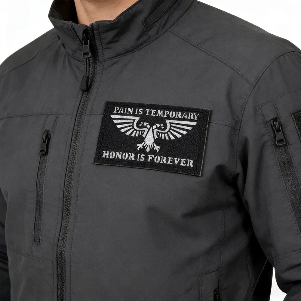 Patch Riflettente Quadrata con Emblema Aquila, Slogan Glory Pain, Patch Magica Creativa per Zaini e Abbigliamento, Forniture Fai da Te per Artigianato