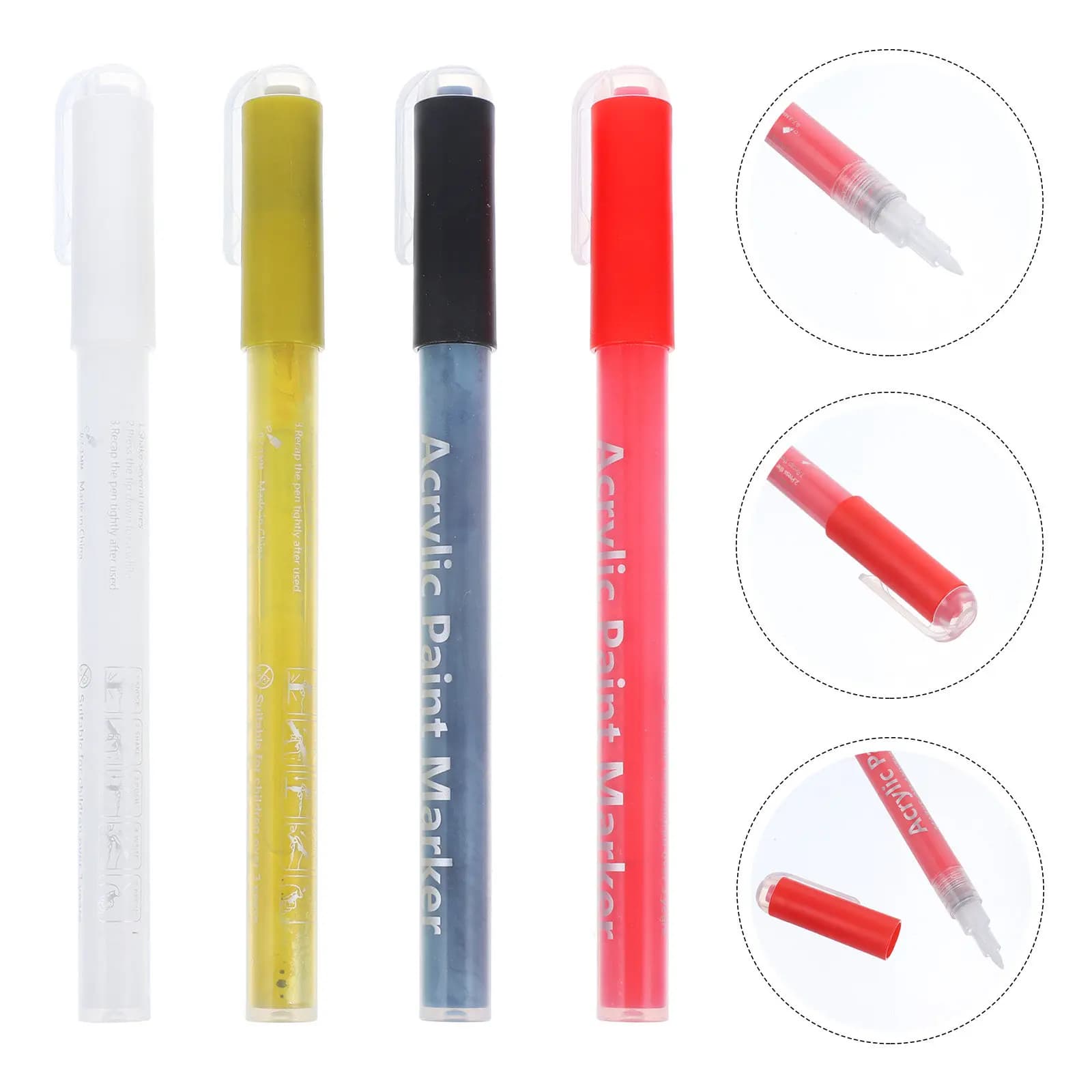 4Pcs Nail Art Drawing Pen Acrylic Paint Marker Ergonomic Design for Nail Decor Painting Paper Fabric DIY Manicure Art Tools