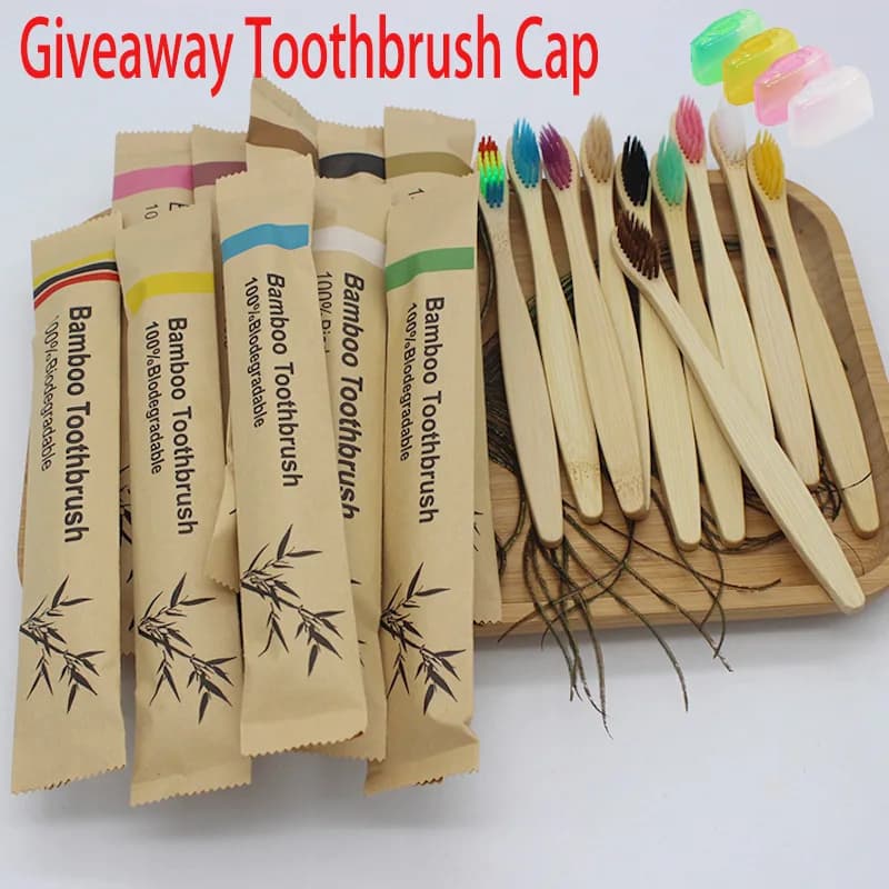 Natural Bamboo Toothbrush Colorful Soft Seeds Carbon Teeth whitening Bamboo Toothbrush Soft dental hygiene 8/12 pieces