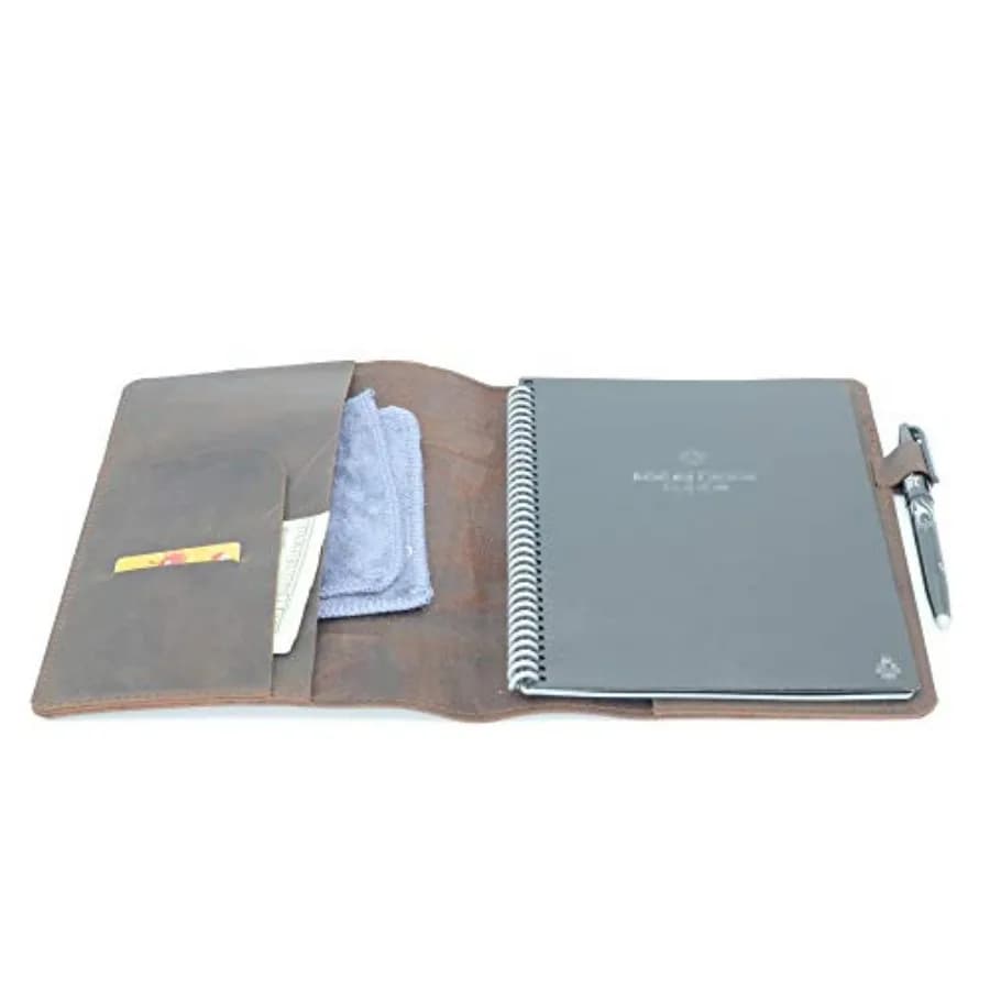 Compatibile con Rocketbook Cover Smart Business Copertina per notebook in vera pelle per Everlast Fusion Wave Moleskin A5 con penne