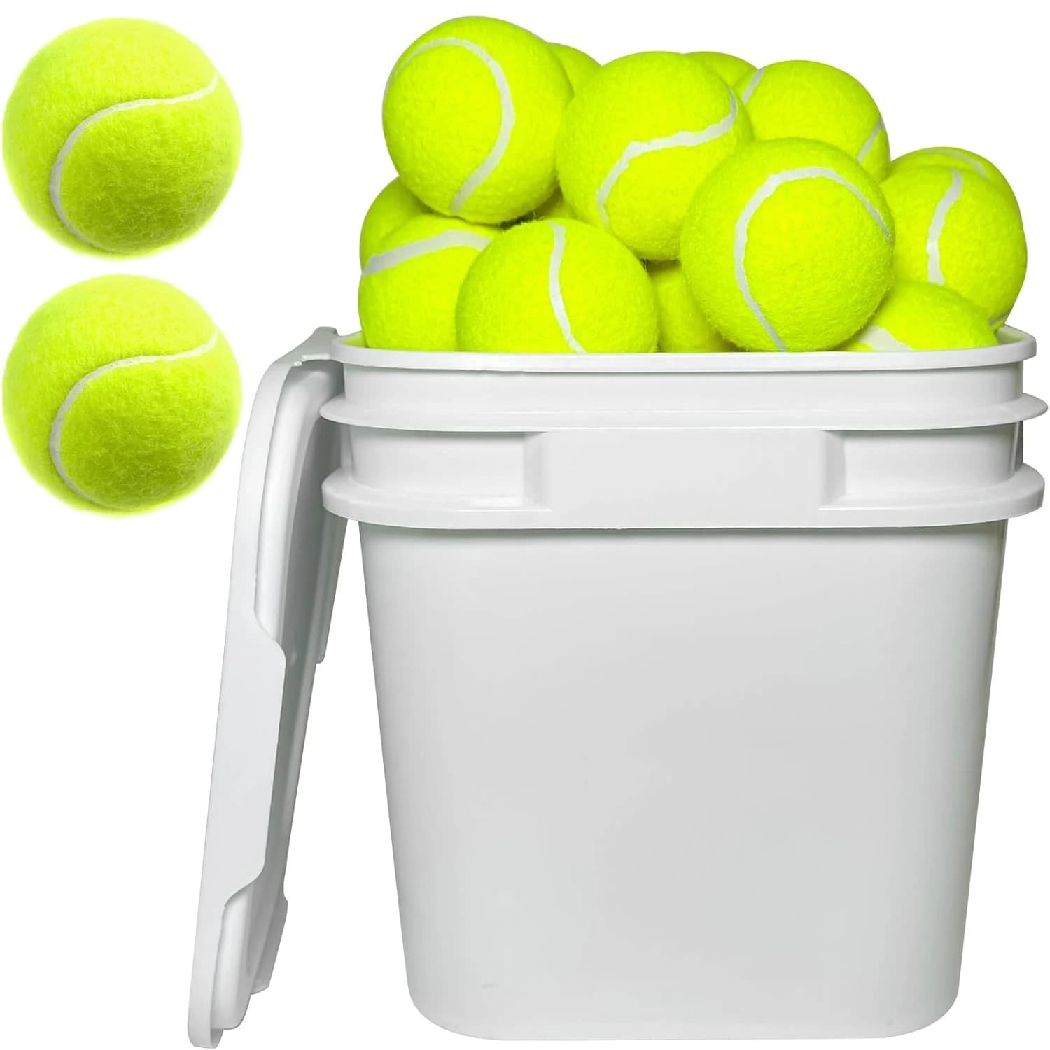 Bucket of Tennis Balls 38 Pack - Bulk Practice Balls for Tennis Training, Pet Toys, Coach, Indoor & Outdoor Play