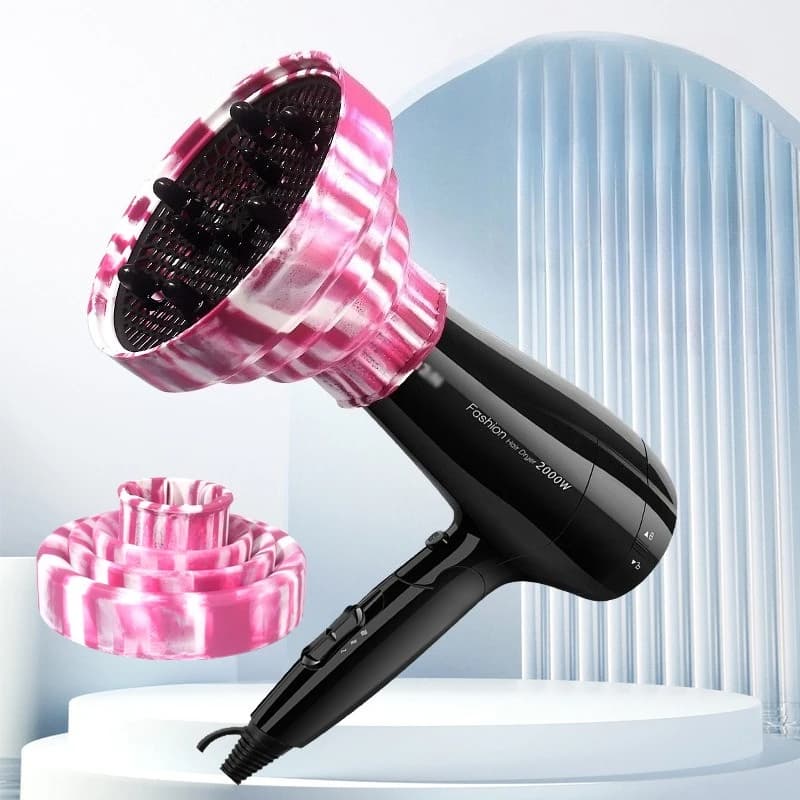 Copertura per diffusore con cappuccio per asciugacapelli in silicone per salone, resistente alla temperatura regolabile, resistente alla dispersione, per asciugare i capelli, strumento per lo styling