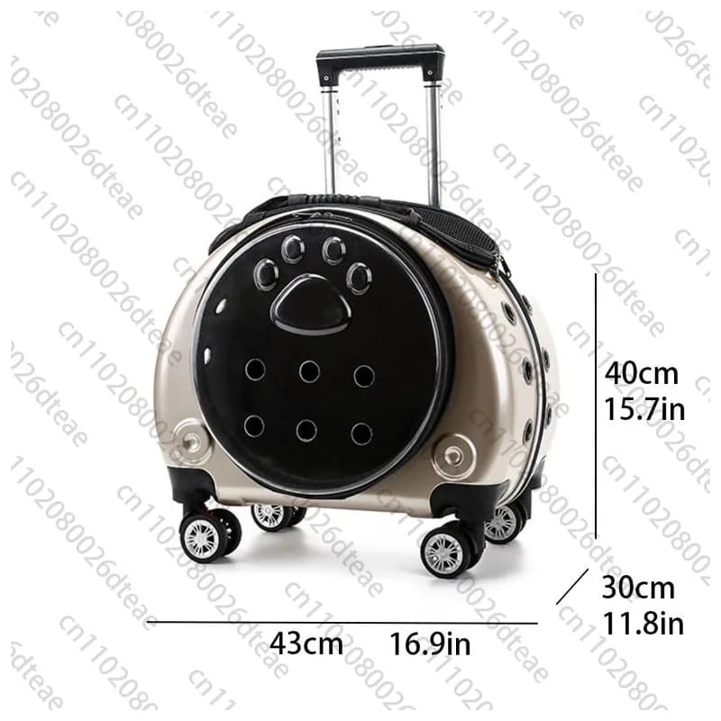 Pet Travel Trolley Case Transparent Breathable Backpack Carrier For Cat Dog