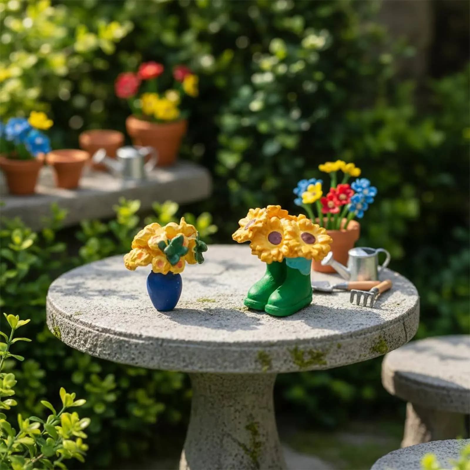 1:64 Scale Flower Model Detailed Paint Miniature Plant Scene Mini Potted Plant Realistic Fairy Garden Plants No Assembly Needed
